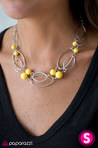 Paparazzi "Glam Theory" Yellow Necklace & Earring Set Paparazzi Jewelry