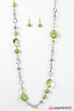 Paparazzi "GLASS-ical Music" Green Necklace & Earring Set Paparazzi Jewelry