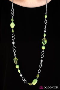 Paparazzi "GLASS-ical Music" Green Necklace & Earring Set Paparazzi Jewelry