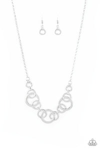 Paparazzi "Going In Circles" Silver Necklace & Earring Set Paparazzi Jewelry