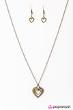 Paparazzi "Harmonious Heart " Brass Necklace & Earring Set Paparazzi Jewelry