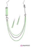 Paparazzi "Head Over Heels" Green Necklace & Earring Set Paparazzi Jewelry