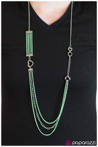 Paparazzi "Head Over Heels" Green Necklace & Earring Set Paparazzi Jewelry