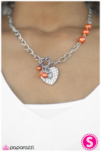 Paparazzi "Heart of the Matter" Orange Necklace & Earring Set Paparazzi Jewelry