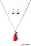 Paparazzi "Here Comes The Rain" Red Necklace & Earring Set Paparazzi Jewelry