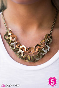 Paparazzi "HEXcellent!" Brass Necklace & Earring Set Paparazzi Jewelry