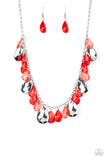 Paparazzi VINTAGE VAULT "Hurricane Season” 218XX Red Necklace & Earring Set Paparazzi Jewelry