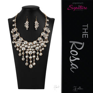 Paparazzi VINTAGE VAULT "The Rosa" 2020 Zi Collection Gold Necklace & Earring Set Paparazzi Jewelry