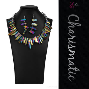 Paparazzi VINTAGE VAULT "Charismatic" Oil Spill 2020 Zi Collection Necklace & Earring Set Paparazzi Jewelry