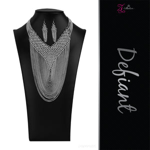 Paparazzi VINTAGE VAULT "Defiant" Silver 2020 Zi Collection Necklace & Earring Set Paparazzi Jewelry