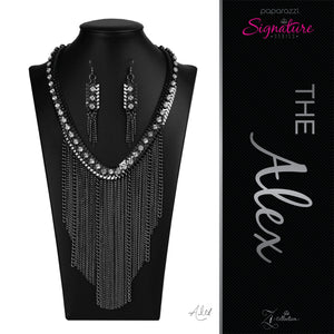 Paparazzi VINTAGE VAULT "The Alex" 2020 Zi Collection Black Necklace & Earring Set Paparazzi Jewelry