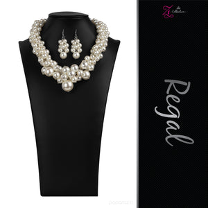 Paparazzi VINTAGE VAULT "Regal" White 2020 Zi Collection Necklace & Earring Set Paparazzi Jewelry