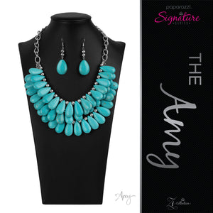 Paparazzi VINTAGE VAULT "The Amy" 2020 Zi Collection Blue Necklace & Earring Set Paparazzi Jewelry