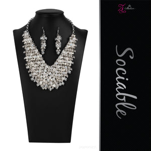 Paparazzi VINTAGE VAULT "Sociable" White 2020 Zi Collection Necklace & Earring Set Paparazzi Jewelry