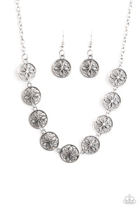 Paparazzi "I Can and I WHEEL!" Silver Necklace & Earring Set Paparazzi Jewelry