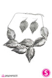 Paparazzi "I Cant BeLEAF My Eyes" Silver Necklace & Earring Set Paparazzi Jewelry