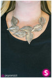 Paparazzi "I Cant BeLEAF My Eyes" Silver Necklace & Earring Set Paparazzi Jewelry