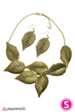 Paparazzi "I Cant BeLEAF My Eyes" Brass Necklace & Earring Set Paparazzi Jewelry