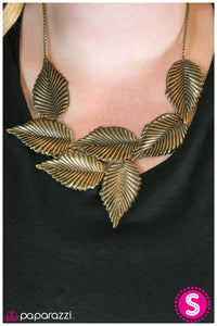 Paparazzi "I Cant BeLEAF My Eyes" Brass Necklace & Earring Set Paparazzi Jewelry