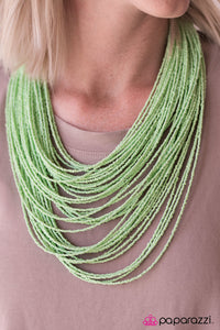 Paparazzi "Ice Storm" Green Necklace & Earring Set Paparazzi Jewelry