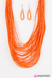 Paparazzi "Ice Storm" Orange 129XX Necklace & Earring Set Paparazzi Jewelry