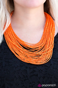 Paparazzi "Ice Storm" Orange 129XX Necklace & Earring Set Paparazzi Jewelry