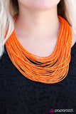 Paparazzi "Ice Storm" Orange 129XX Necklace & Earring Set Paparazzi Jewelry