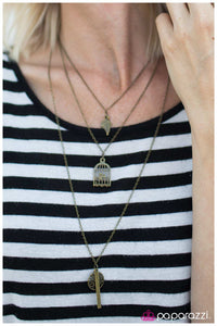 Paparazzi "I Know Why the Caged Bird Sings" Brass Necklace & Earring Set Paparazzi Jewelry