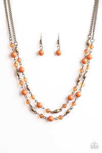 Paparazzi "Ill Always BEAD There" Orange Necklace & Earring Set Paparazzi Jewelry