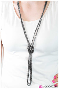 Paparazzi "I Love You, I Love You KNOT" Black Necklace & Earring Set Paparazzi Jewelry