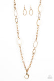 Paparazzi "Casually Connected" Gold Lanyard Necklace & Earring Set Paparazzi Jewelry