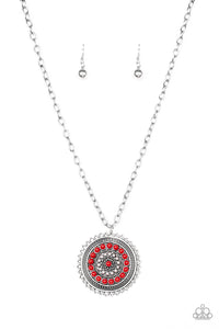 Paparazzi VINTAGE VAULT "Lost SOL" Red Necklace & Earring Set Paparazzi Jewelry