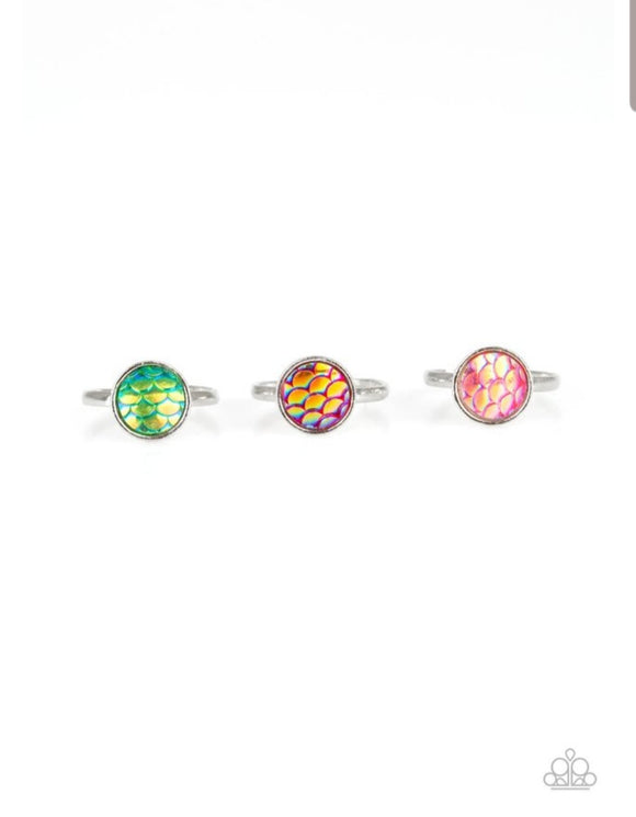 Girl's Starlet Shimmer 10 for $10 Multi Mermaid Scale 176XX Silver Rings Paparazzi Jewelry