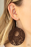 Paparazzi “Mandala Mambo” Brown Wooden Mandala Design Earrings Paparazzi Jewelry