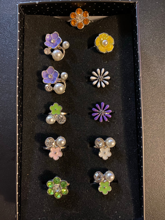 Paparazzi Starlet Shimmer Multi Flower Rings Silver Lot#61 Paparazzi Jewelry