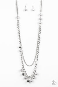 Paparazzi VINTAGE VAULT "Modern Musical" Silver Necklace & Earring Set Paparazzi Jewelry