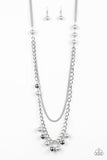 Paparazzi VINTAGE VAULT "Modern Musical" Silver Necklace & Earring Set Paparazzi Jewelry
