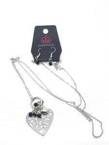 Paparazzi "Romeo Romance" Black Necklace & Earring Set Paparazzi Jewelry