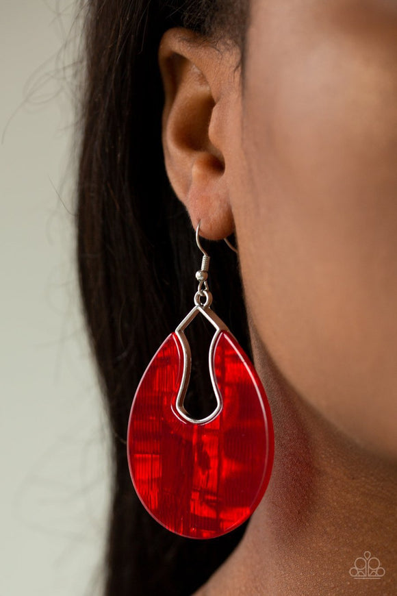 Paparazzi “Pool Hopper” Red HOT SELLOUT Marble Acrylic Earrings Paparazzi Jewelry