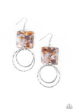 Paparazzi “Maven Maker” Silver Hammered Hoop Acrylic Frame Earrings Paparazzi Jewelry