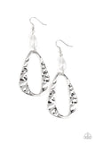 Paparazzi "Enhanced Elegance" White Silver Teardrop Hoop Earrings Paparazzi Jewelry