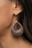 Paparazzi "Flirtatiously Flourishing" Copper Earrings Paparazzi Jewelry