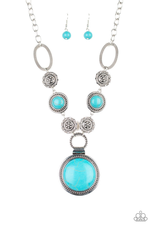 Paparazzi “Sedona Drama” Blue Necklace & Earring Set Paparazzi Jewelry