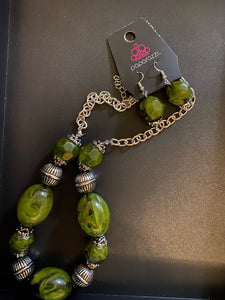 Paparazzi "Ice Melt" Green FF Exclusive Necklace & Earring Set Paparazzi Jewelry