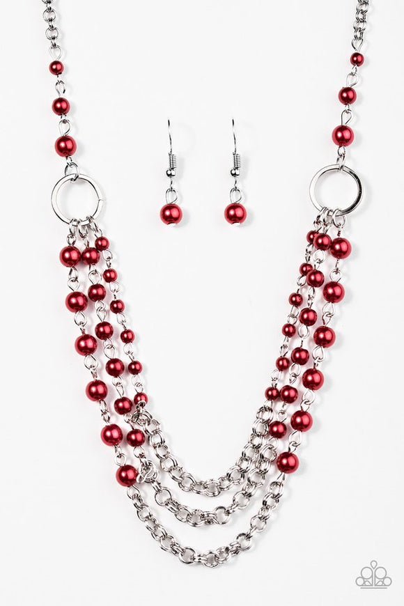 Paparazzi “Luxury Shimmer” Red Necklace & Earring Set Paparazzi Jewelry