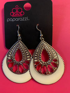 Paparazzi "Last Call" White Earrings Paparazzi Jewelry