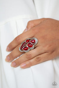 Paparazzi "Cherished Collection" Red Cats Eye Stone Silver Ring Paparazzi Jewelry