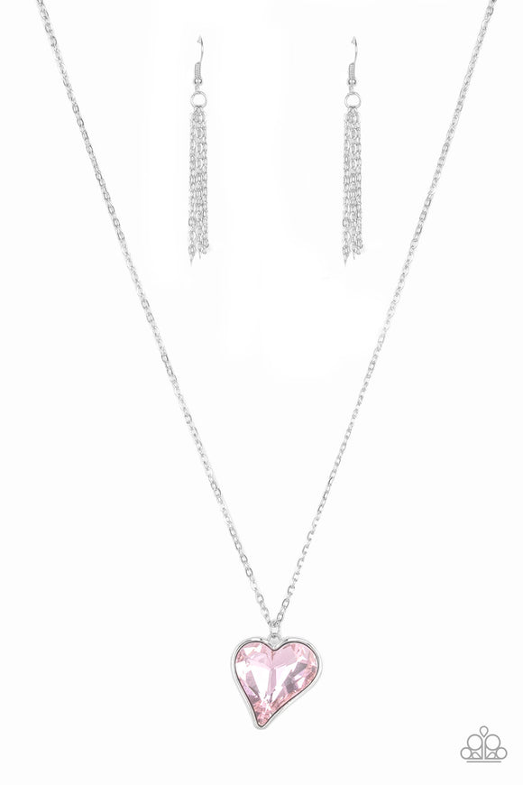 Paparazzi “Heart Flutter” Pink Necklace & Earring Set Paparazzi Jewelry