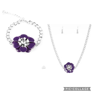Paparazzi "Hibiscus Hula Polynesian Princess" Purple Necklace & Earring Set Paparazzi Jewelry