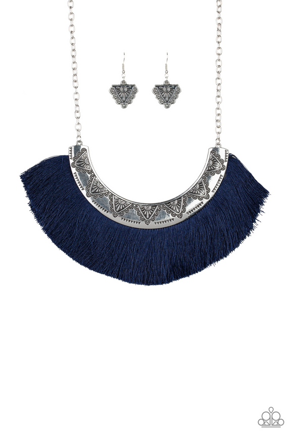 Paparazzi VINTAGE VAULT “Might and Mane” Blue Necklace & Earring Set Paparazzi Jewelry